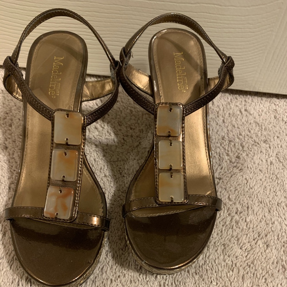 Brown wedge heels
